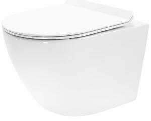 Rea Carter, závěsné Rimless WC 49 x 37 cm včetně duroplastového sedátka s pomalým zavíráním, bílá, REA-C1400
