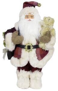 Dům Vánoc Vánoční dekorace Santa s taškou a medvídkem Velikost: 30 cm