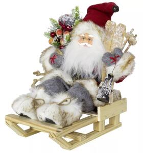Dům Vánoc Vánoční dekorace Santa na saních s lyžemi 30 cm