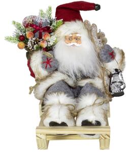 Dům Vánoc Vánoční dekorace Santa na saních s lyžemi 30 cm