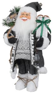 Dům Vánoc Vánoční dekorace Santa v dlouhém šedém kabátku Velikost: 45 cm