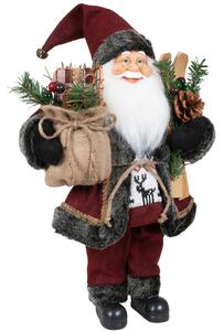 Dům Vánoc Vánoční dekorace Santa v červeném kabátku s lyžemi a dárky Velikost: 45 cm