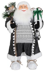 Dům Vánoc Vánoční dekorace Santa v dlouhém šedém kabátku Velikost: 80 cm