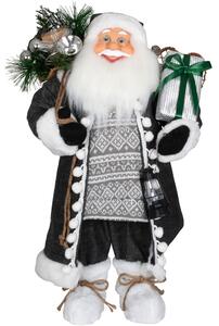 Dům Vánoc Vánoční dekorace Santa v dlouhém šedém kabátku Velikost: 60 cm