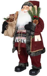 Dům Vánoc Vánoční dekorace Santa v červeném kabátku s lyžemi a dárky Velikost: 80 cm