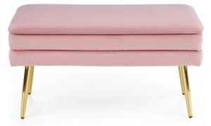 Lavice s úložným prostorem VELVA 37x78 cm růžová/zlatá