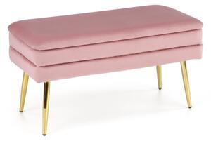 Lavice s úložným prostorem VELVA 37x78 cm růžová/zlatá