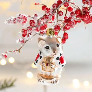 INGE-GLAS® MANUFAKTUR Skleněná ozdoba Bílá vánoční myš
