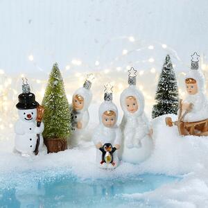Dům Vánoc Sběratelská skleněná ozdoba na stromeček Na saních