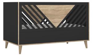 Designová rostoucí dětská postýlka ze dřeva TUTU 70x140 cm - Bílá, dub sonoma