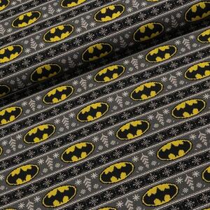 Bavlněný úplet TEPLÁKOVINA 8889154 BATMAN vánoce, žluto-šedá, š.180cm (látka v metráži)