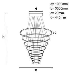 LED Stmívatelný lustr na lanku LED/370W/230V 3000-6500K + dálkové ovládání
