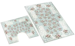 Bellatex koupelnová souprava 3D ORIENT S RŮŽIČKOU, světle modrá 100x60cm (předložka) + 60x50cm (na WC)