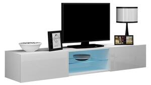 TV stolek Zigo Glass 180, Osvětlení: osvětlení LED - bílé, Barva: šedá / šedá lesk Mirjan24 5902928699975