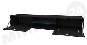 TV stolek Zigo Glass 180, Osvětlení: osvětlení LED - modré, Barva: šedá / šedá lesk Mirjan24 5902928730074