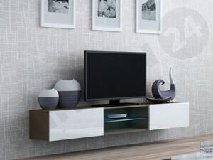 TV stolek Zigo Glass 180, Osvětlení: osvětlení LED - modré, Barva: šedá / šedá lesk Mirjan24 5902928730074
