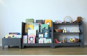 Montessori knihovna do dětského pokoje s počítadlem - Nelakovaná