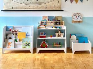 Montessori knihovna do dětského pokoje s počítadlem - Tmavě hnědá