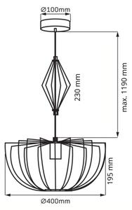 Lustr na lanku JASMINA 1xE27/20W/230V pr. 40 cm zlatá