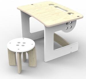 Stoly - Bílý dřevěný stůl se židlí pro děti