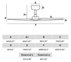 FARO 33825WT - Stropní ventilátor HEY S černá pr. 90 cm WT + dálkové ovládání