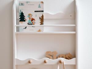 Dětský Montessori regál na knihy a hračky - Bílá