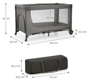 KINDERKRAFT - Cestovní postýlka JOY 2 šedá
