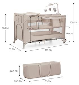 KINDERKRAFT - Cestovní postýlka JOY 2 s doplňky béžová