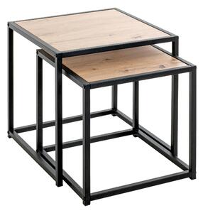 SADA STOLKŮ, černá, barvy dubu XXXL - Odkládací stolky, Online Only