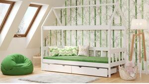 Postýlky a postele - Jednolůžková dětská postel domeček - 180x90 cm Bez bariéry Bez šuplíku Bílá