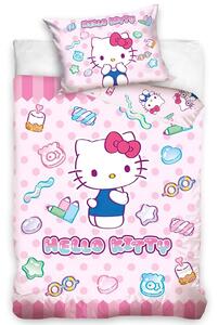 Carbotex povlečení do postýlky HELLO KITTY SLADKÉ SNĚNÍ, růžové, bavlna hladká, 100x135cm + 40x60cm