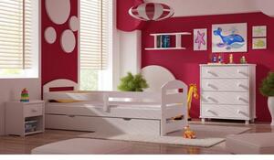 Postýlky a postele - Jednolůžková dřevěná postel pro děti - 160x80 cm Bez šuplíku Bílá Standardní bariéry