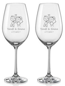 Svatební skleničky na víno Šťastní novomanželé, 2 ks