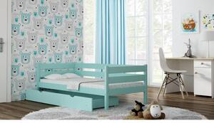 Postýlky a postele - Dřevěná jednolůžková postel pro děti - 190x80 cm Bez bariéry Bez šuplíku Růžová