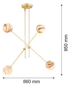 Argon 1840 - Lustr na tyči ABSOS 4xE14/7W/230V alabastr zlatá