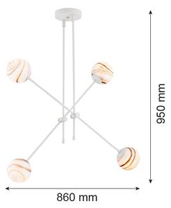 Argon 1841 - Lustr na tyči ABSOS 4xE14/7W/230V alabastr bílá