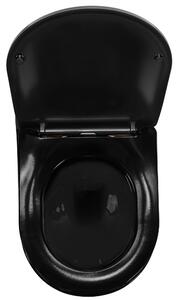 Závěsná WC mísa REA CARLO Mini Rimless Duroplast Flat - černá-zlatý okraj