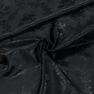 Podšívka polyesterová RASO POLY JACQUARD, černá s květinovým vzorem, š.140cm (látka v metráži)