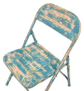 Kovová skládací židle, tyrkysová patina, 45x55x80cm (AC)