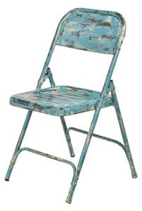 Kovová skládací židle, tyrkysová patina, 45x55x80cm (AB)