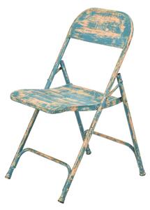 Kovová skládací židle, tyrkysová patina, 45x55x80cm (AC)