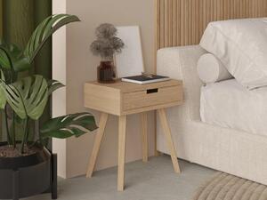 Designový noční stolek se šuplíkem LUNA přírodní Zvolte kvalitu dřeva: 2. Kombinace dubového masivu a dýhované DTD desky