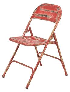 Kovová skládací židle, červená patina, 45x55x80cm (AK)