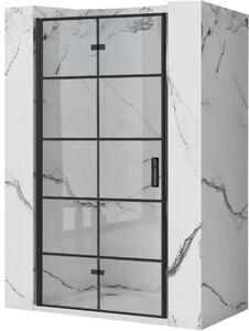 Rea Molier, skládací sprchové dveře 90x190cm do otvoru, 6mm čiré sklo, černý profil, KPL-K1538
