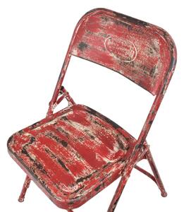 Kovová skládací židle, červená patina, 45x55x80cm (AJ)
