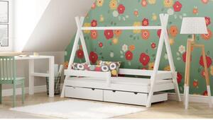 Postýlky a postele - Dřevěná dětská postel tipi - 160x80 cm Bez šuplíku Bílá