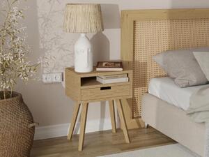 Dřevěný noční stolek ve scandi stylu HYLLE přírodní Kvalita dřeva: 2. Kombinace dubového masivu a dýhované DTD desky