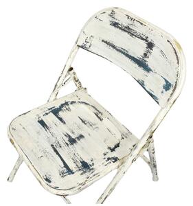 Kovová skládací židle, bílá patina, 45x55x80cm (AQ)