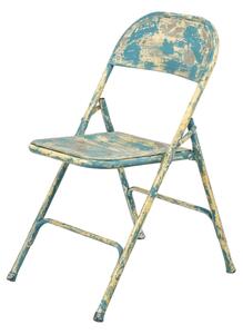 Kovová skládací židle, tyrkysová patina, 45x55x80cm (AD)