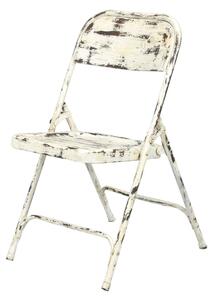 Kovová skládací židle, bílá patina, 45x55x80cm (AU)